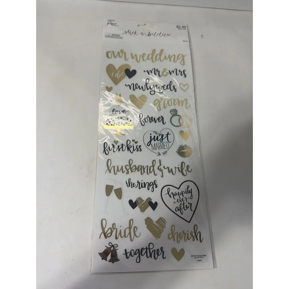 The Paper Studio Wedding Stickers La Petites Dimensional Gold Foil 2 Pack Set